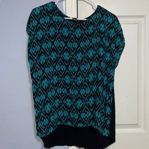 Turquoise/black blouse